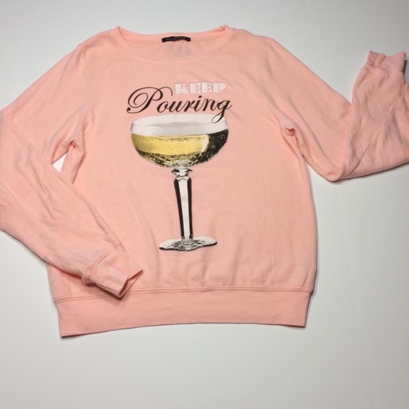 WILDFOX Tops - WILDFOX New Keep Pouring Pink Shirt S